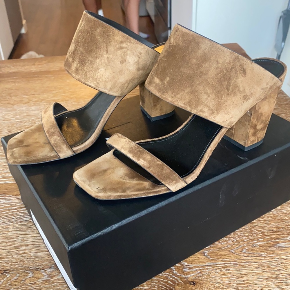 Saint Laurent Double Band Suede Leather Mules